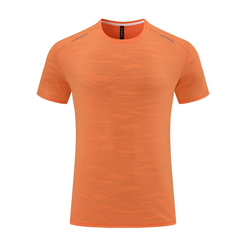Casual short sleeves orange basketball T-shirt for men, made with elastic fabric for comfortable running and exercise, code SF1043.